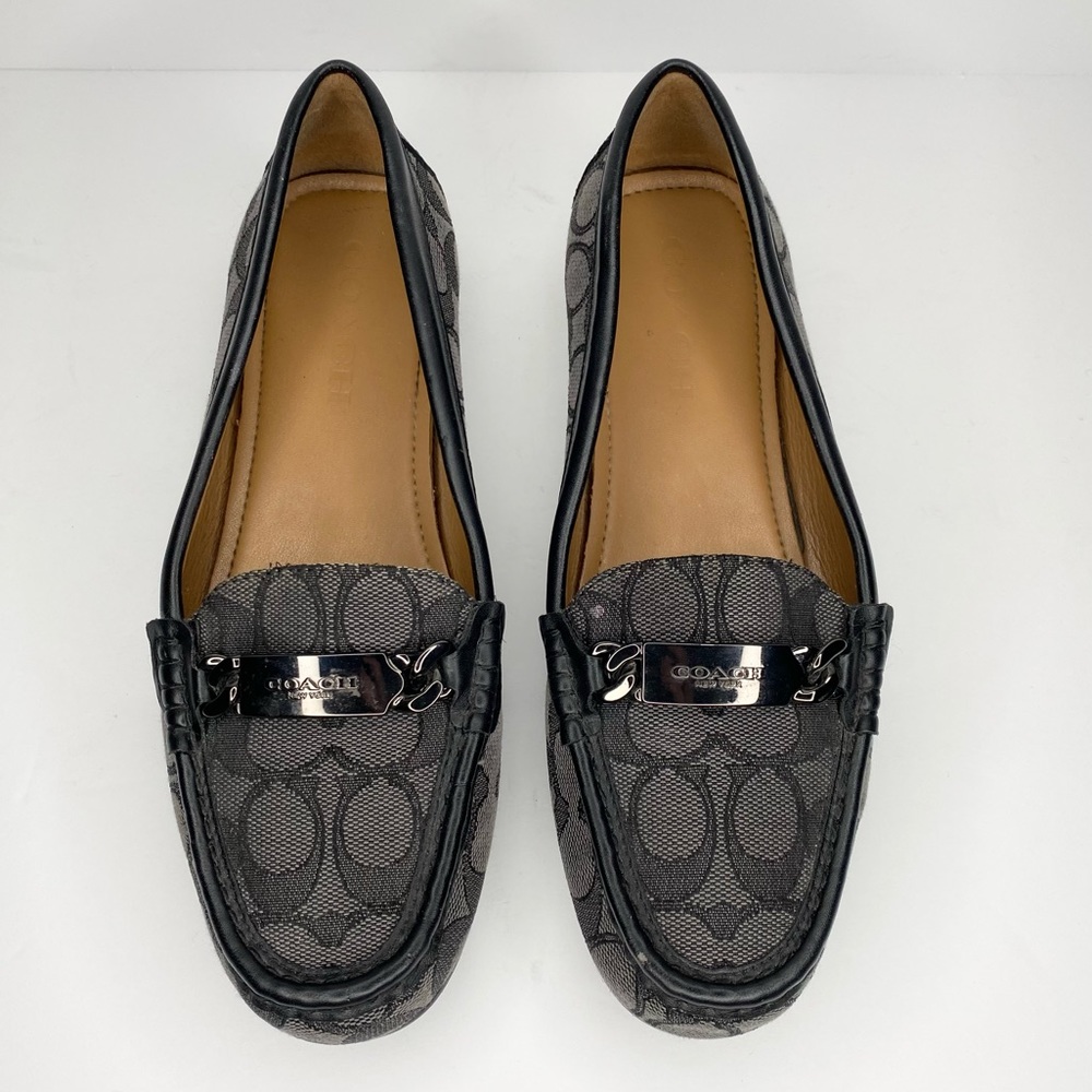 Coach Black and Gray ‘Olive’ Signature Loafers Size 8B